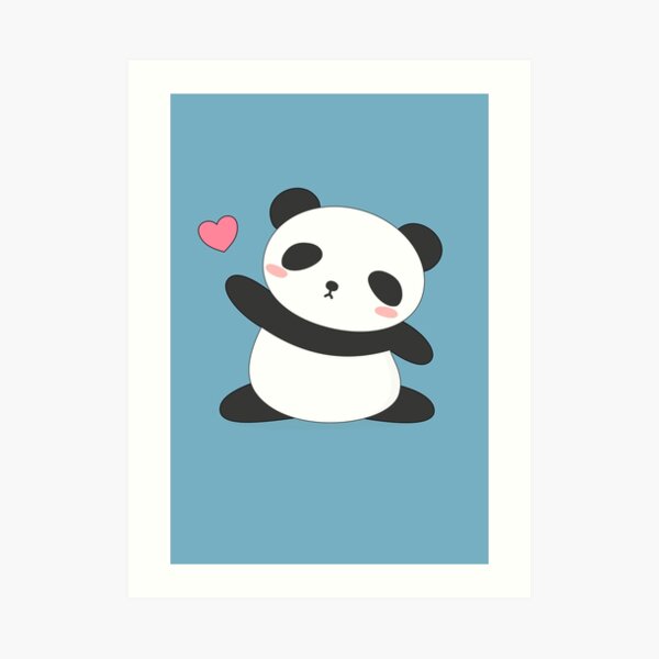 Cute Kawaii Panda With Heart Poster by kiwiprints