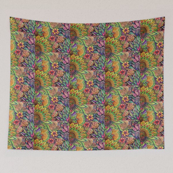 Item preview, Psychedelic Doodle Art Zentangle Flowers designed and sold by vivacandita.