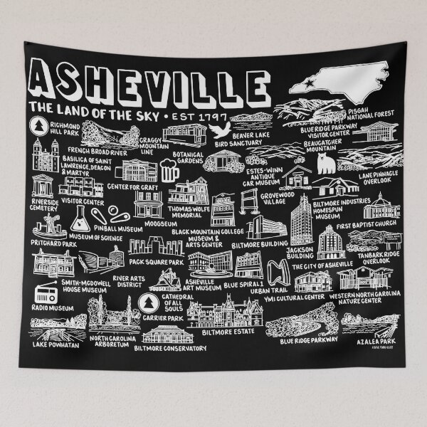 Item preview, Asheville Map Art designed and sold by fiberandgloss.