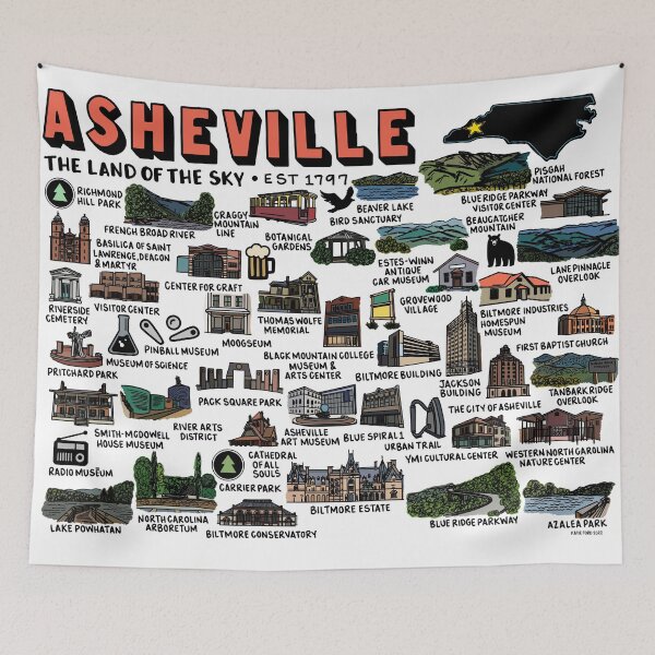 Item preview, Asheville Map Art designed and sold by fiberandgloss.