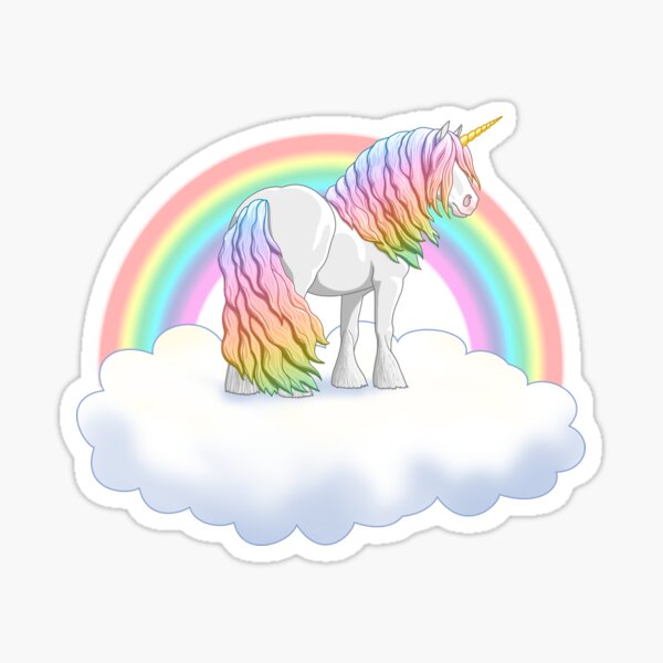 Gypsy Vanner Rainbow Unicorn And Cloud Sticker For Sale By Csforest