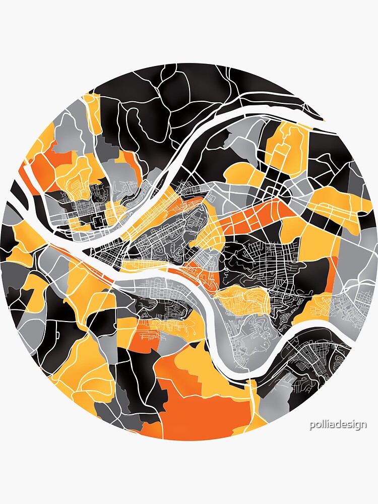 "Pittsburgh Map" Sticker For Sale By Polliadesign | Redbubble