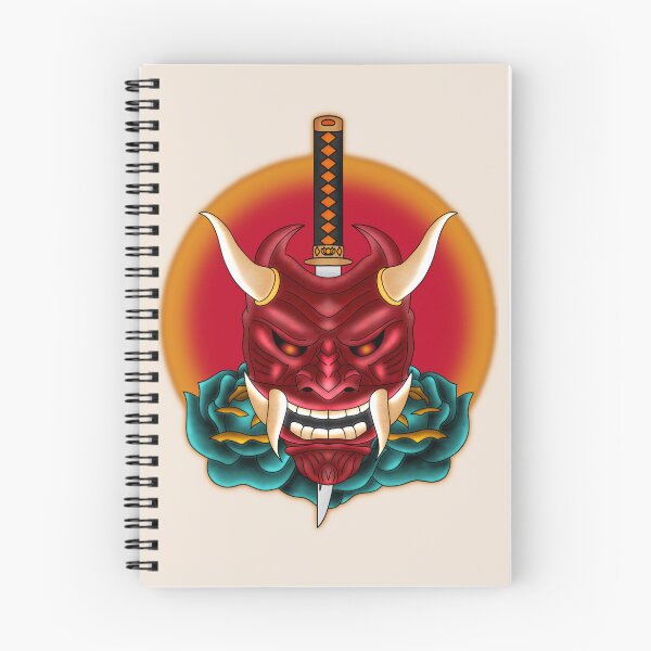 Item preview, Neo-Traditional Oni Mask Floral Tattoo Design designed and sold by EN Tattoos & Designs.
