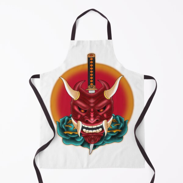 Item preview, Neo-Traditional Oni Mask Floral Tattoo Design designed and sold by EN Tattoos & Designs.