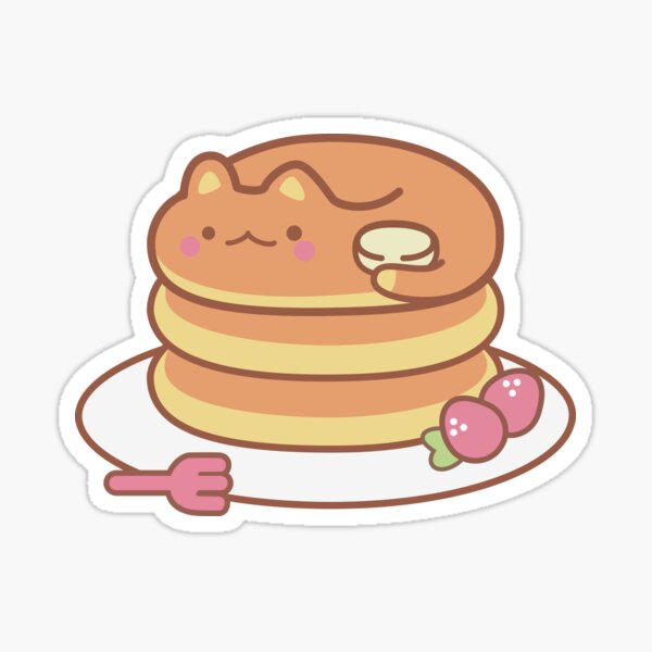 Kawaii Cat Eating a Slice of Strawberry Cake  Sticker for Sale by  Sereneluna