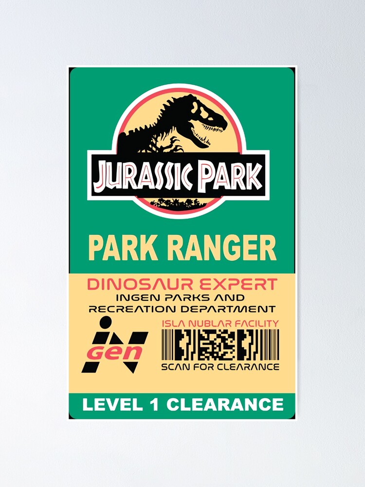 jurrassix-park-parkranger-card-poster-for-sale-by-kyungfloressz-redbubble