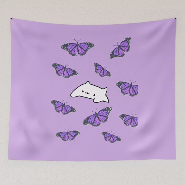 Item preview, Purple bongo cat and butterfly designed and sold by sunii-berry.