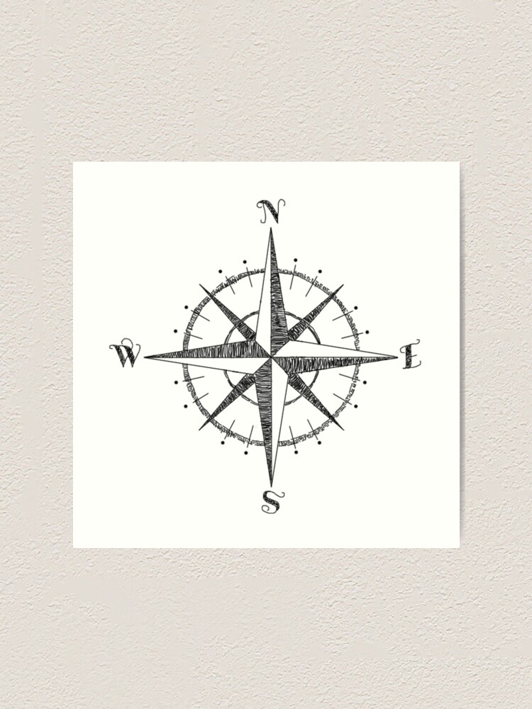 Compass Rose NESW Vintage Art Print for Sale by theshirtshops