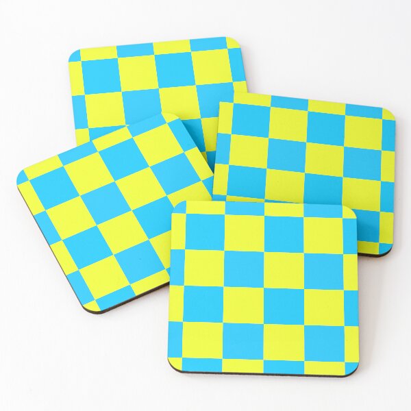 Item preview, Turquoise & Yellow Checkmate designed and sold by RetroCave.