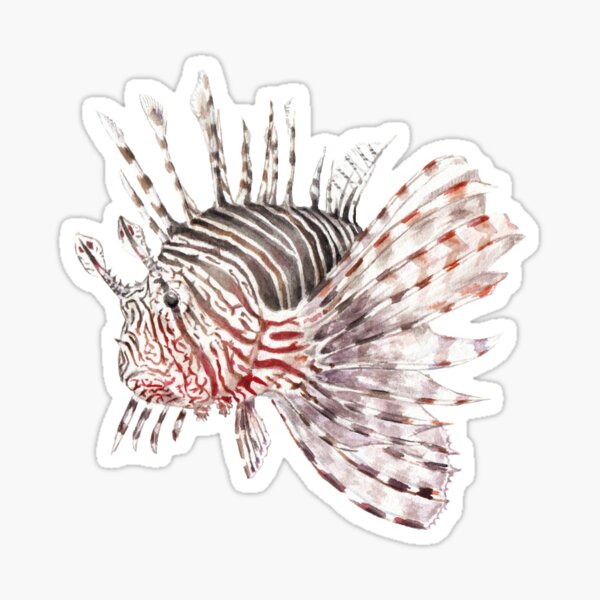 Lionfish Watercolor Tropical Fish Ocean Sticker