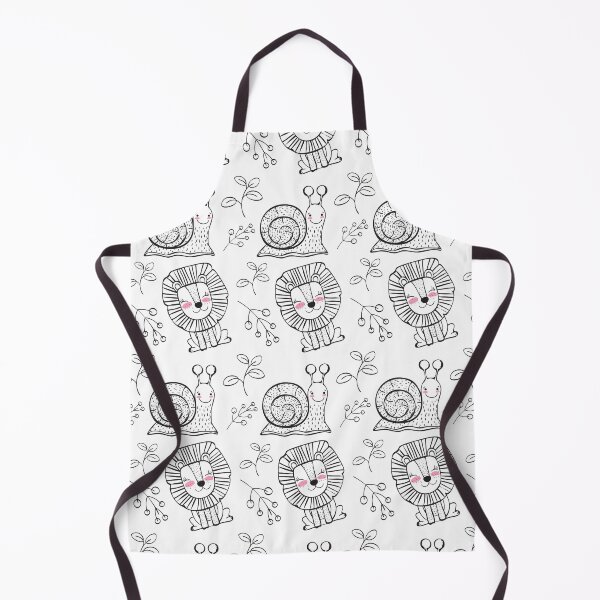 Item preview, Stuffed Lion Pattern Featuring Cute Black and White Lions, Snails and Florals, For Kitty Lovers and Cat owners designed and sold by haRexia.