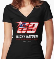 Camiseta entallada de cuello en V Condolencia para Nicky Hayden
