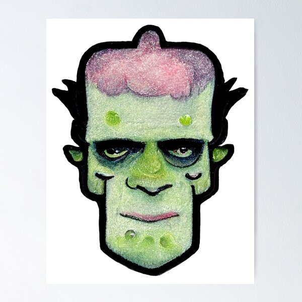 Artikelvorschau, Aquarell Scary Frankenstein Zombie-Monster entworfen und verkauft von pixelista.