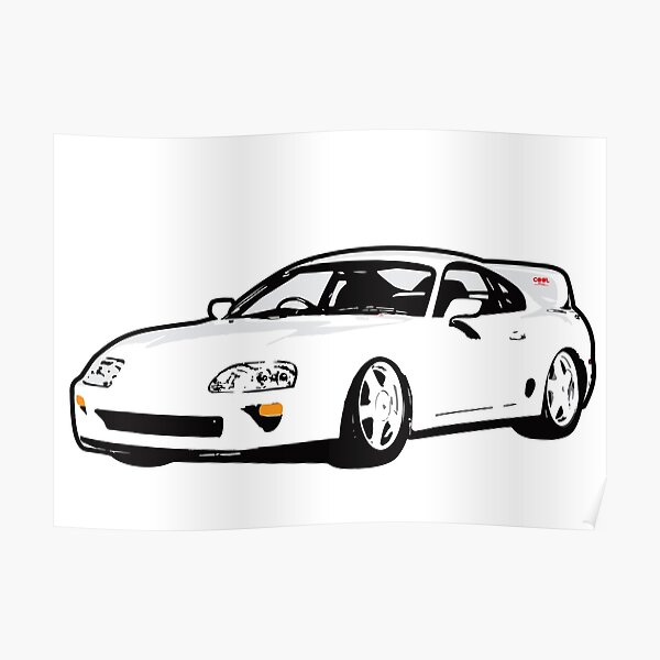 "White 90s TS Sports Car" Poster for Sale by CoolRide Redbubble