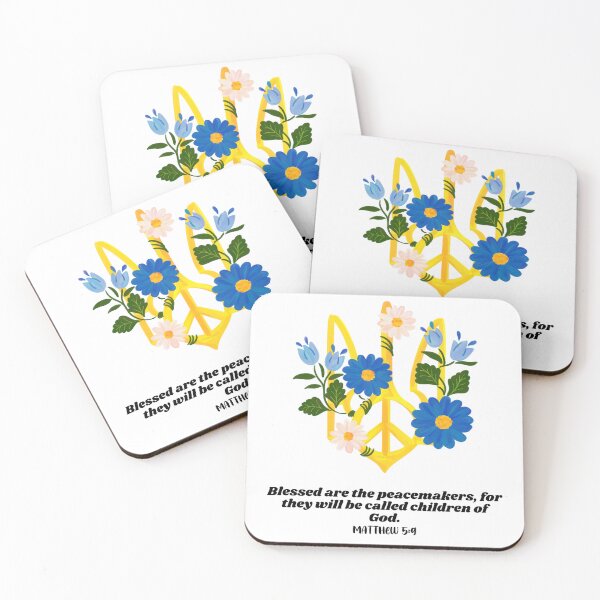 Item preview, Ukrainian state symbol with flowers - Bible Text Matthew 5:9 designed and sold by Mechanical-Artt.