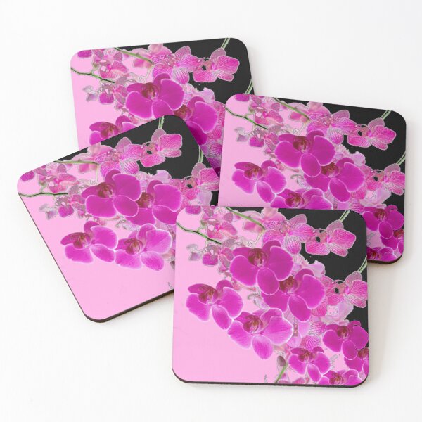 Item preview,  PURPLE ORCHIDS TEAL COLOR  PATTERN BLACK ART designed and sold by sharlesart.