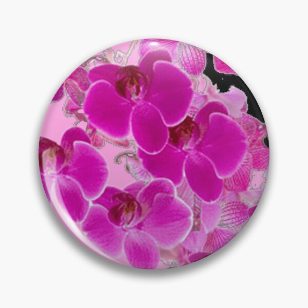 Item preview,  PURPLE ORCHIDS TEAL COLOR  PATTERN BLACK ART designed and sold by sharlesart.