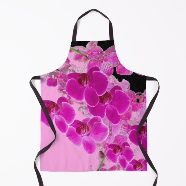 Item preview, PURPLE ORCHIDS TEAL COLOR PATTERN BLACK ART designed and sold by sharlesart.