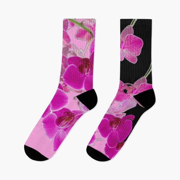 Item preview,  PURPLE ORCHIDS TEAL COLOR  PATTERN BLACK ART designed and sold by sharlesart.