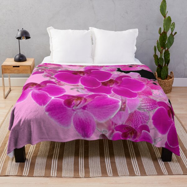 Item preview, PURPLE ORCHIDS TEAL COLOR PATTERN BLACK ART designed and sold by sharlesart.