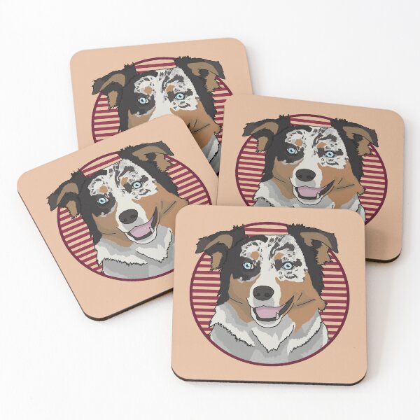 Item preview, Australian Shepherd dog w/ Red stripped circle designed and sold by AdoptNFTPets.