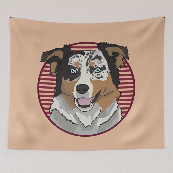 Item preview, Australian Shepherd dog w/ Red stripped circle designed and sold by AdoptNFTPets.