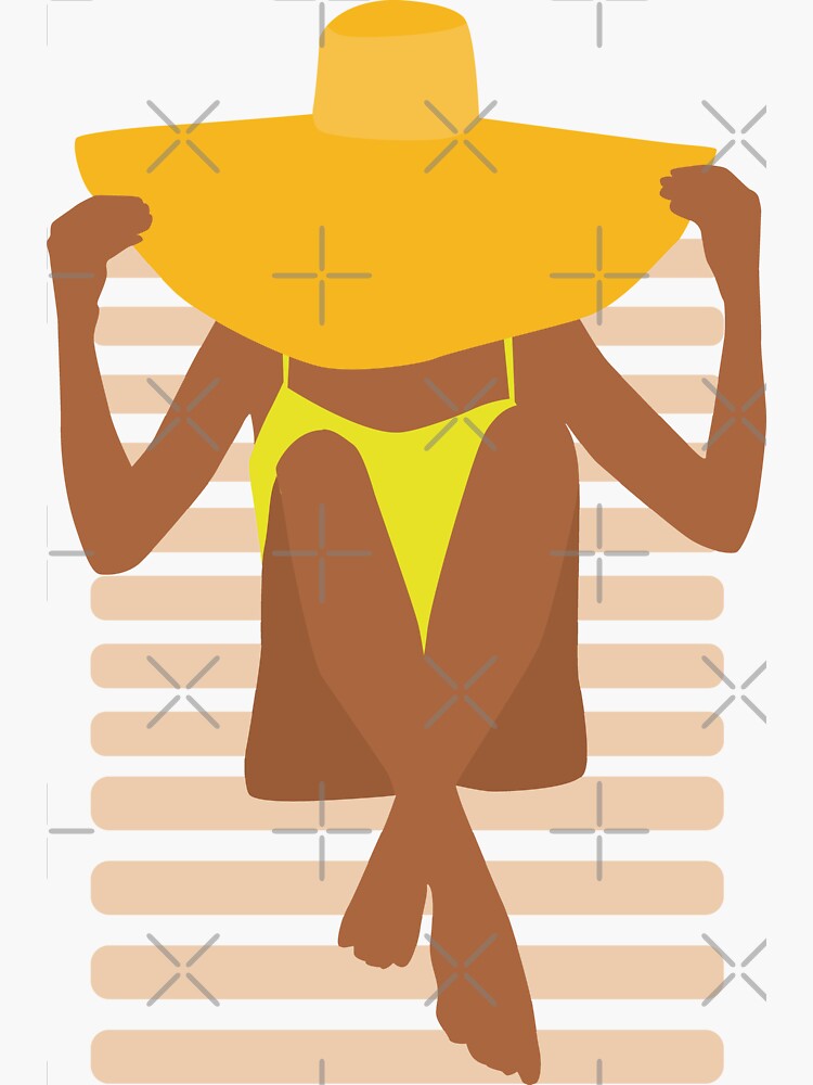 Woman tanning on a beach chair by Gay-Pride-Depot