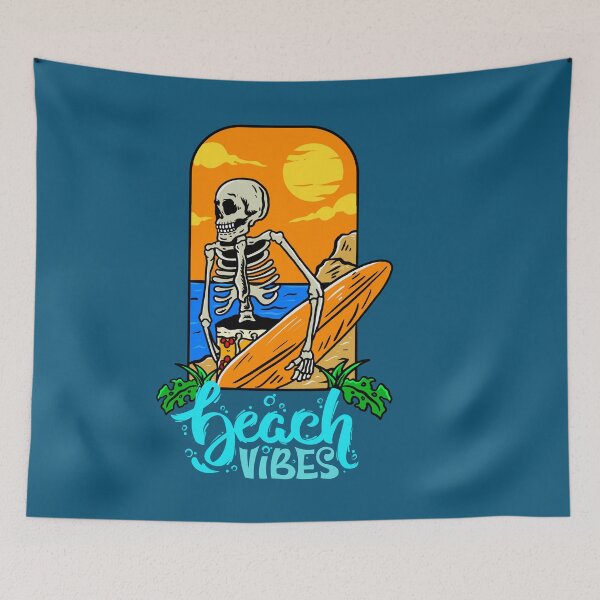 Item preview, beach vibe T shirts, beach party skeleton T shirts, summer  t-shirts designed and sold by BLUE  bubble.