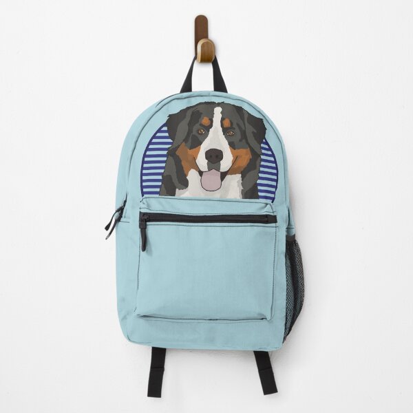 Item preview, Bernese Mountain dog w/ Blue stripped circle designed and sold by AdoptNFTPets.