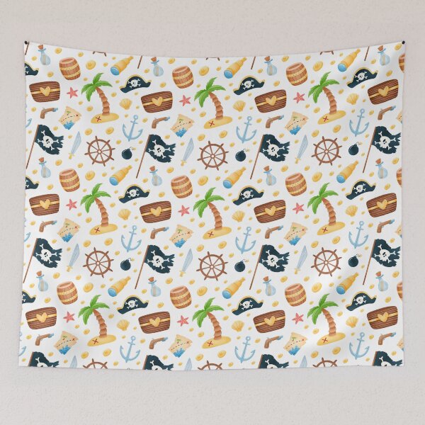 Item preview, Cute Pirate Theme Nautical Pattern designed and sold by silviaol.