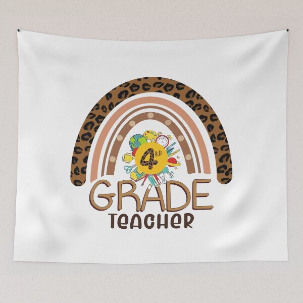 Item preview, fourth Grade Back to School Teacher Leopard Rainbow 4th grade designed and sold by melania-shop.