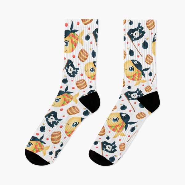 Item preview, Funny Pirate Fish Nautical Pattern designed and sold by silviaol.
