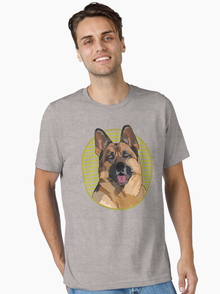 German Shepherd dog w/ Yellow stripped circle Essential T-Shirt - Main Image