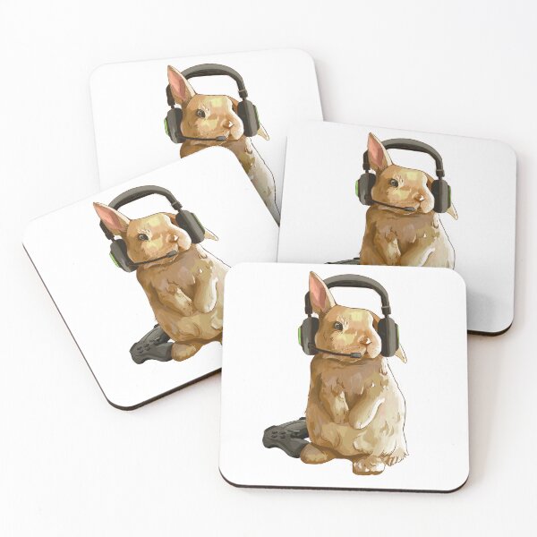 Item preview, Gamer Bunny: Tan Rabbit Wearing Gaming Headset designed and sold by Jessiemay-arts.