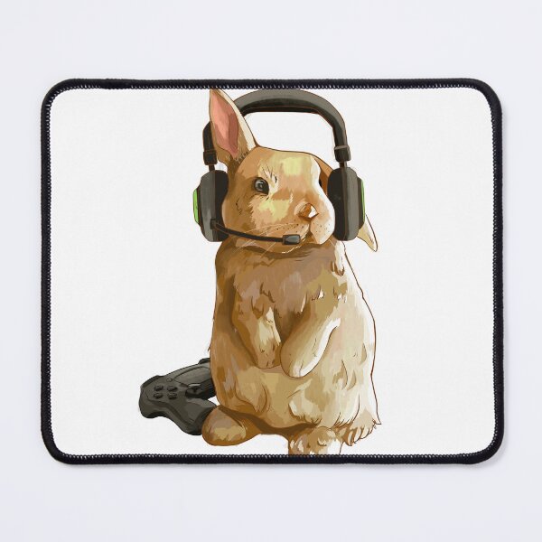 Item preview, Gamer Bunny: Tan Rabbit Wearing Gaming Headset designed and sold by Jessiemay-arts.