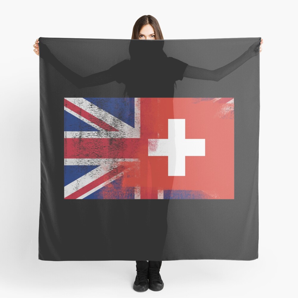 British Swiss Half Switzerland Half UK Flag Scarf