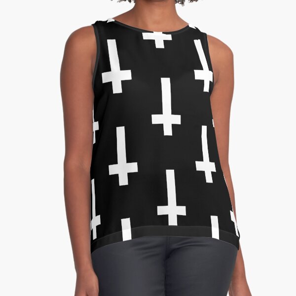 Black Cross Loose Sleeveless Vest T-shirt