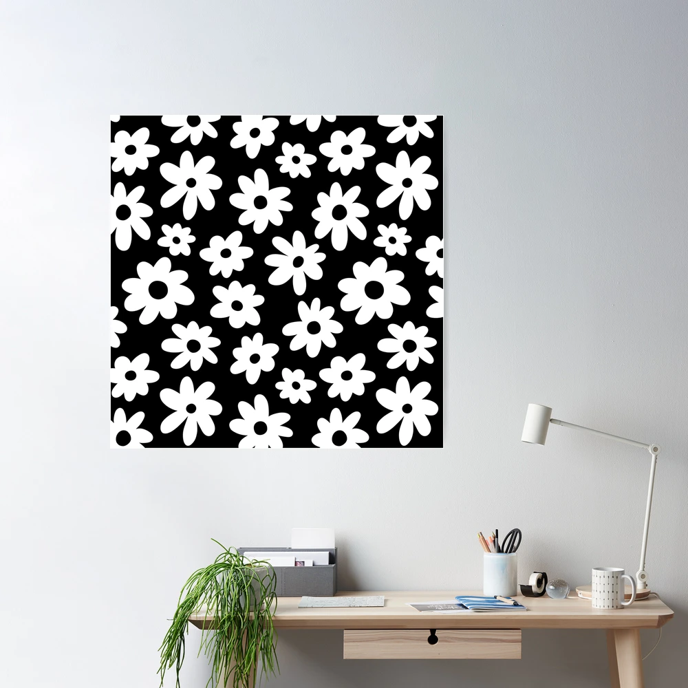 Daisy Flower Pattern (white/black)