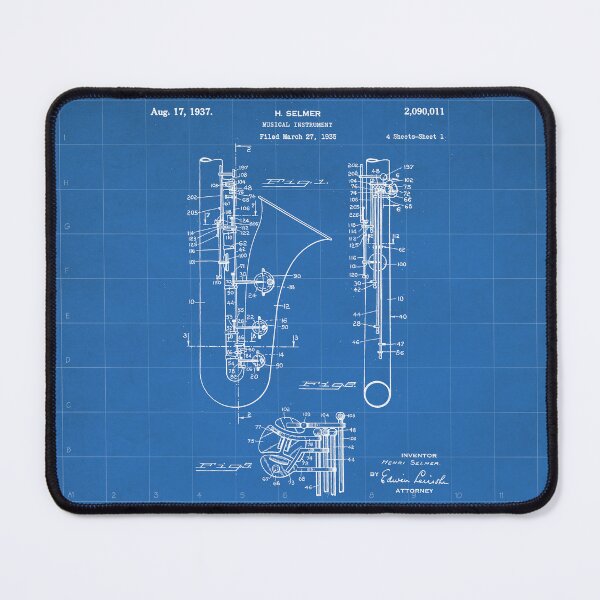 Item preview, Selmer Saxophone Patent - Saxophone Art - Blueprint designed and sold by patentpress.