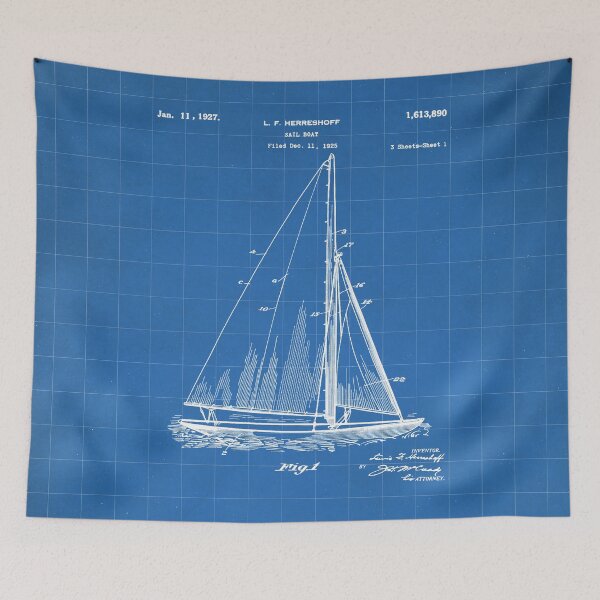 Item preview, Sailboat Patent - Yacht Art - Blueprint designed and sold by patentpress.