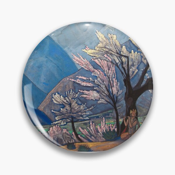 Item preview, Nicholas Roerich 008 -nicholas roerich famous snowy mountain ,trees and man playing flute spiritual paintings designed and sold by TeeARTHY.