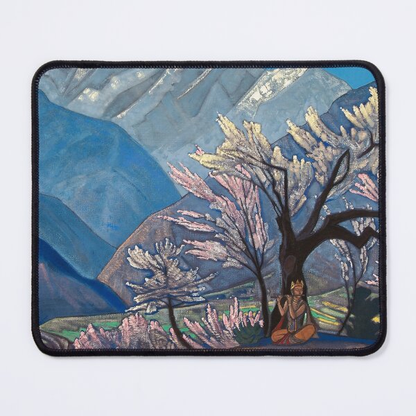 Item preview, Nicholas Roerich 008 -nicholas roerich famous snowy mountain ,trees and man playing flute spiritual paintings designed and sold by TeeARTHY.
