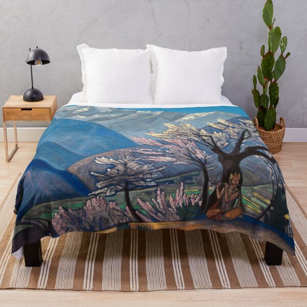 Item preview, Nicholas Roerich 008 -nicholas roerich famous snowy mountain ,trees and man playing flute spiritual paintings designed and sold by TeeARTHY.