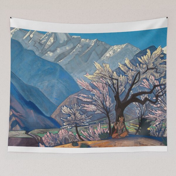 Item preview, Nicholas Roerich 008 -nicholas roerich famous snowy mountain ,trees and man playing flute spiritual paintings designed and sold by TeeARTHY.