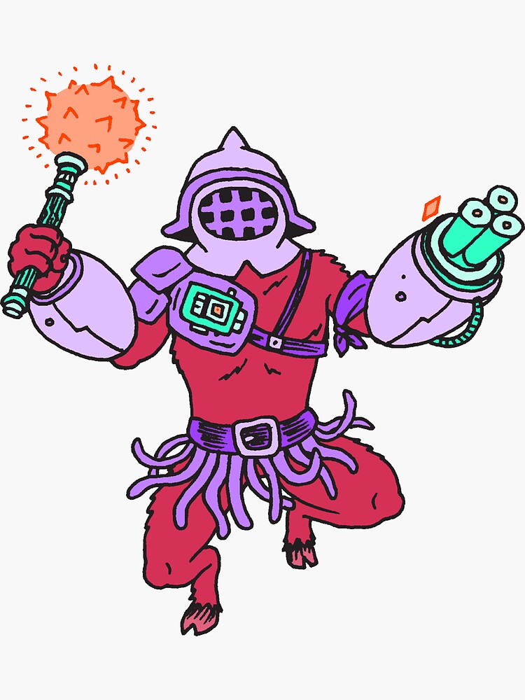 Thumbnail 3 of 3, Sticker, Space Gladiator Bisotaurotron designed and sold by ZMSchuster.