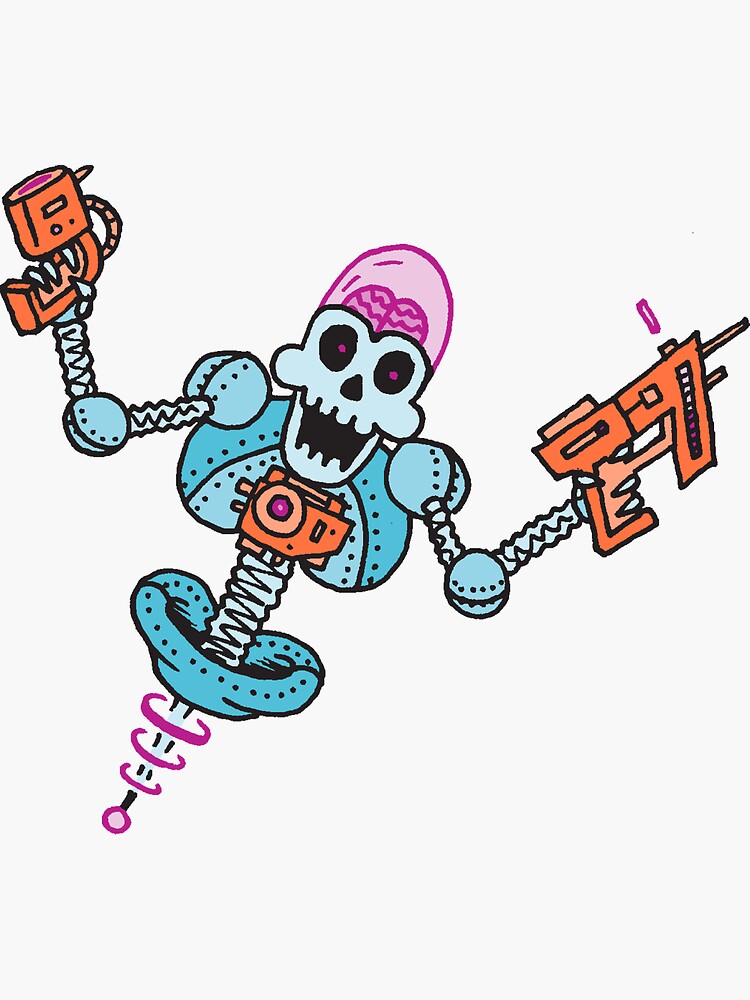 Thumbnail 3 of 3, Sticker, Space Gladiator PogoChamp 2000 designed and sold by ZMSchuster.