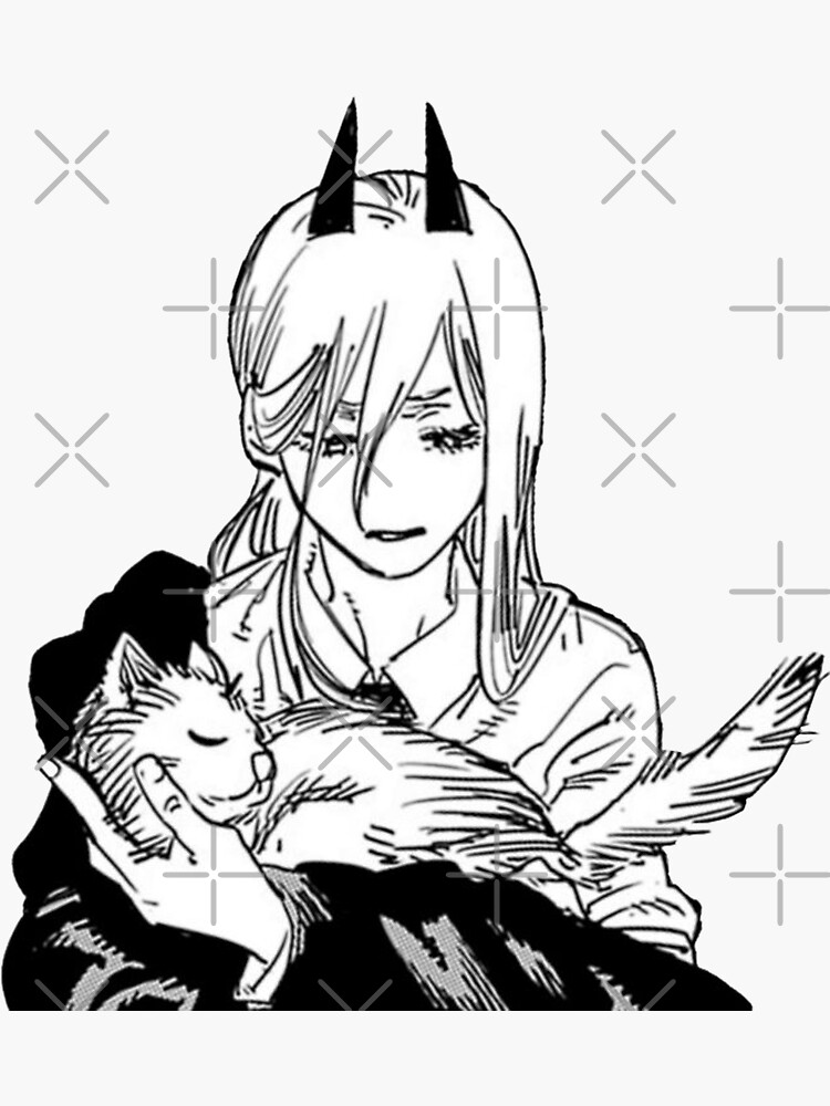 "Power with Cat Chainsaw man" Sticker for Sale by ArtsManga Redbubble