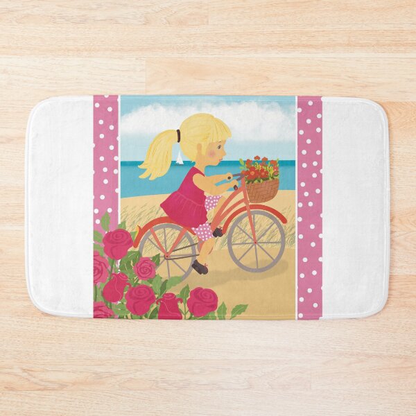 Item preview, Cute small girl runs her bike on the sandy beach designed and sold by marina63.