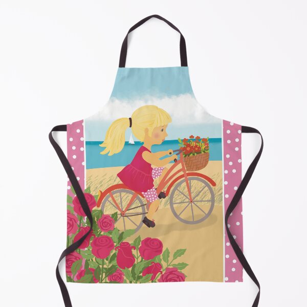 Item preview, Cute small girl runs her bike on the sandy beach designed and sold by marina63.