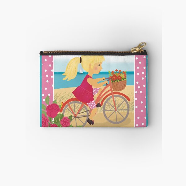 Item preview, Cute small girl runs her bike on the sandy beach designed and sold by marina63.